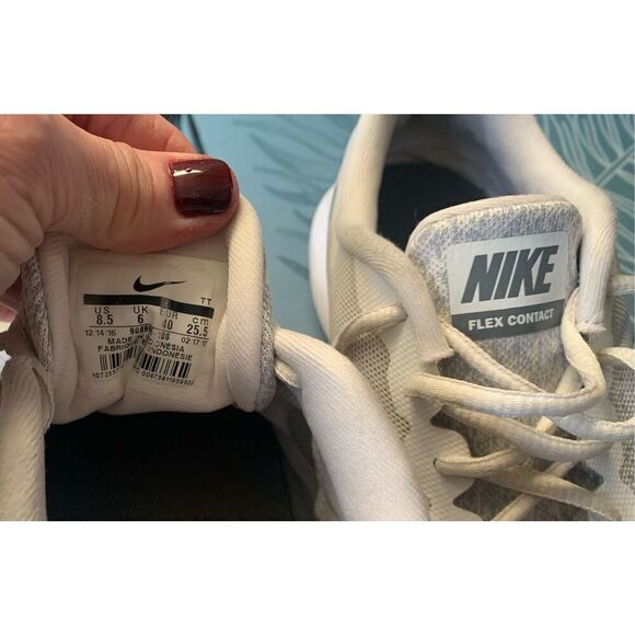 NIKE FLEX CONTACT white gray SNEAKER GYM SHOES sz 8.5 - Picture 7 of 7